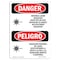 Signmission OSHA, Invisible Laser Radiation Exposure Bilingual, 14in X 10in Rigid Plastic, OS-DS-P-1014-VS-1668 OS-DS-P-1014-VS-1668 - alternate 1